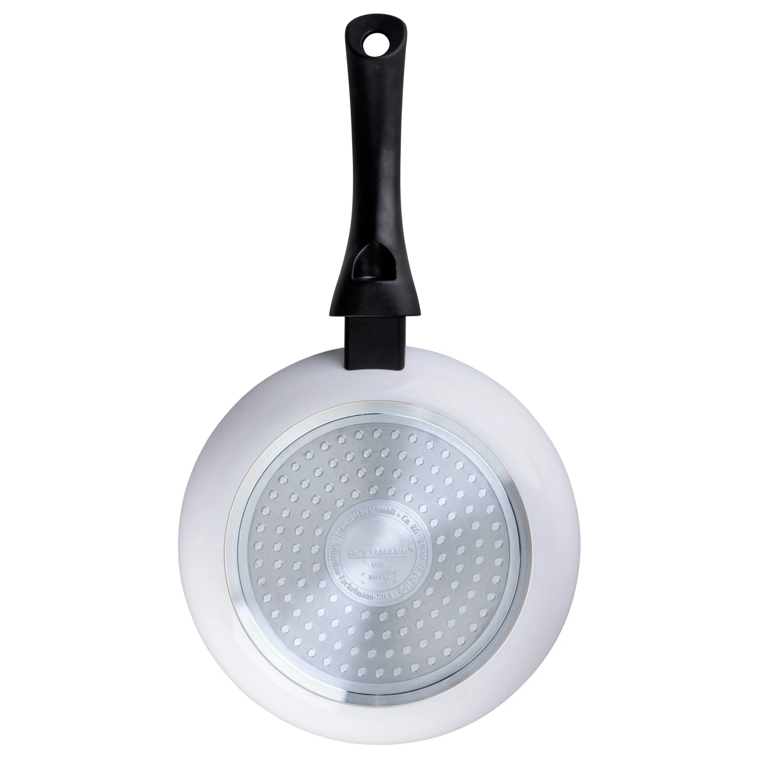 Fackelmann Arcadalina Pfanne, 20 cm, Keramik, weiße Außenseite, schwarzer Griff.