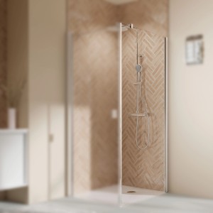 Breuer Elana 2.0 Seitenwand, 75 cm, Alu-Chrom, eckige Profile, DIN rechts.