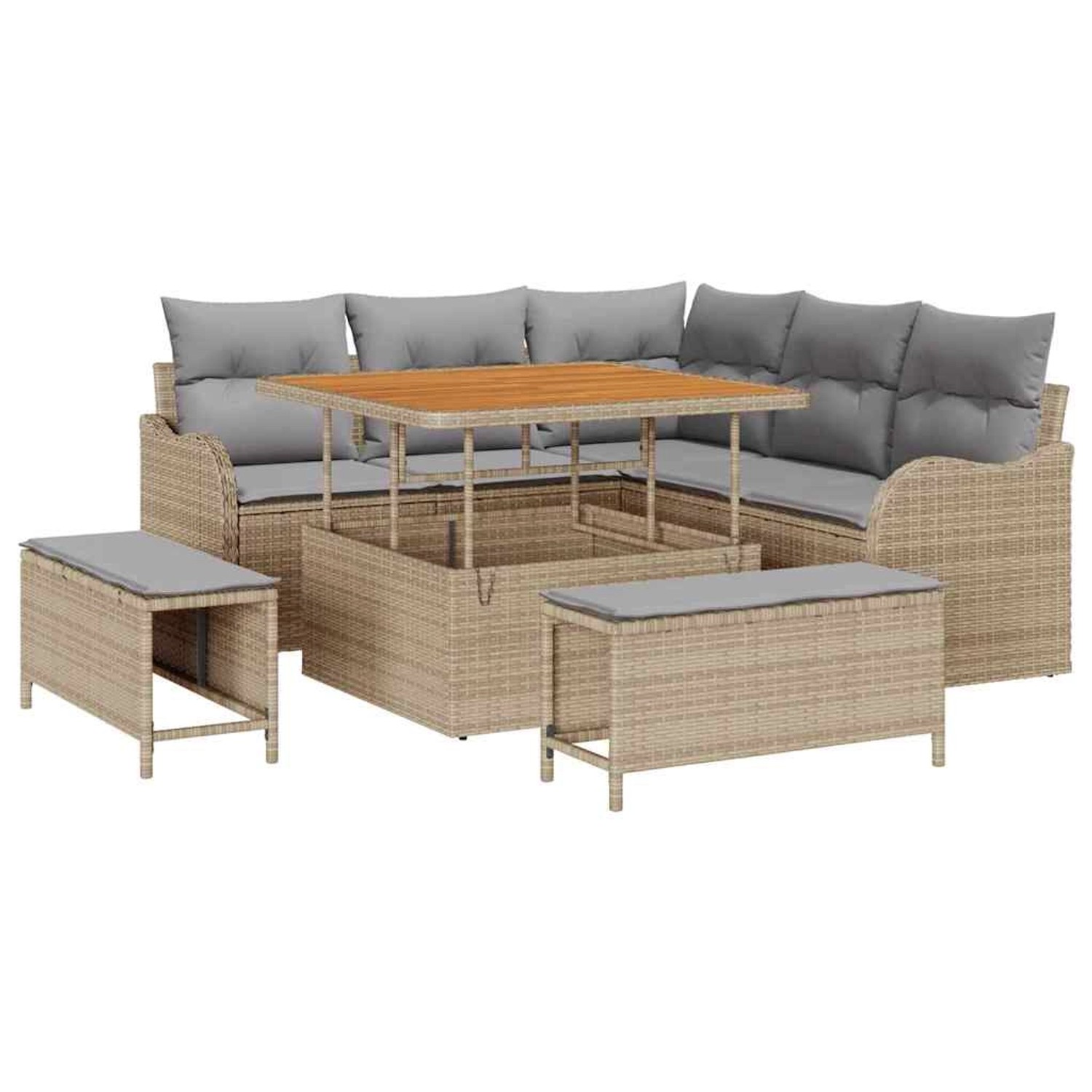 vidaXL Garten-Sofa-Set 8-Tlg Beige Poly Rattan 3362257 günstig online kaufen