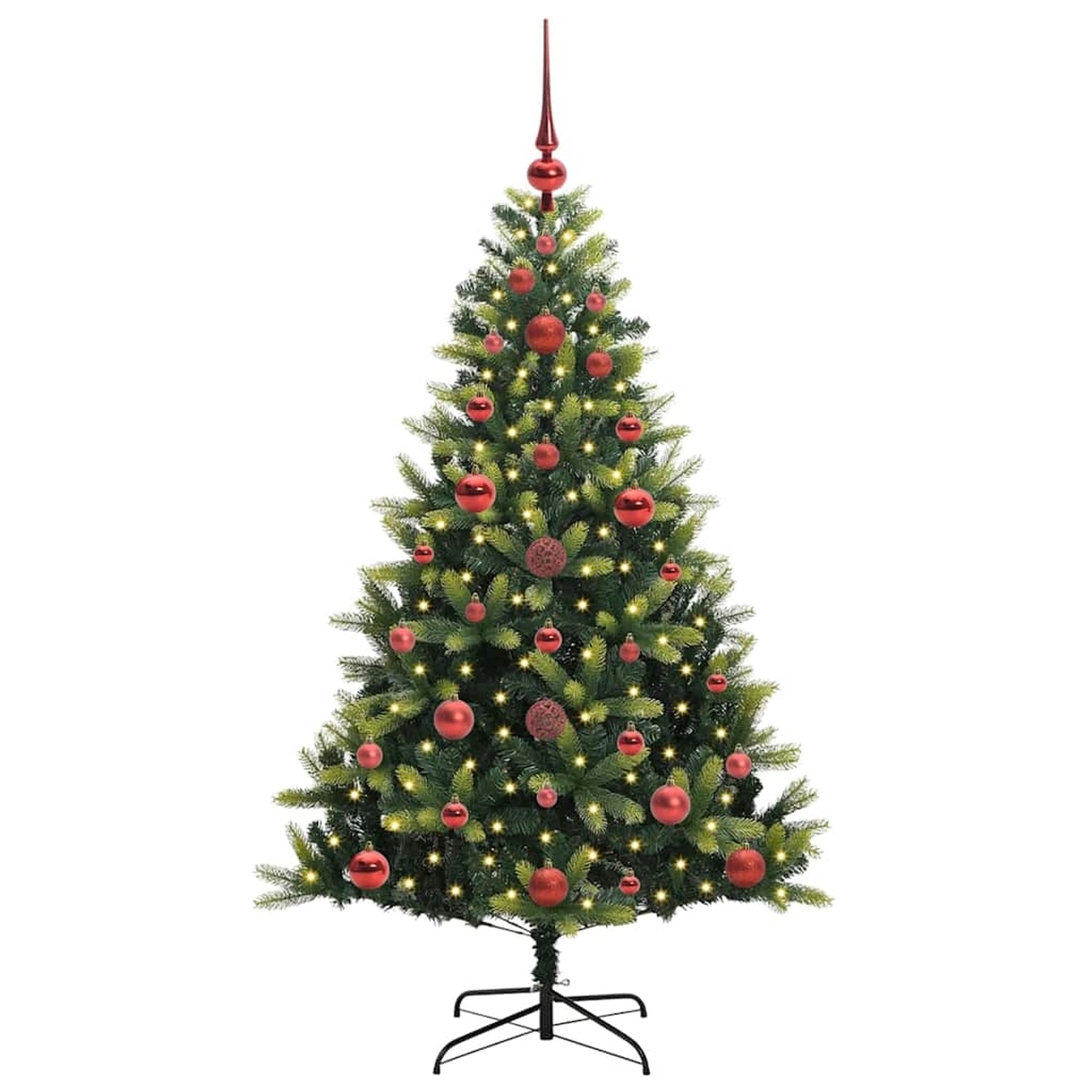 vidaXL Künstlicher Geflammter Weihnachtsbaum 150 LEDs Grün 120 cm 3395973
