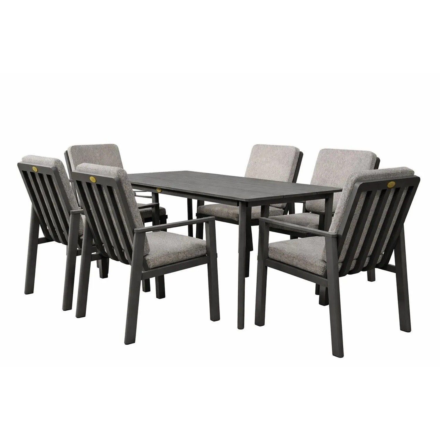 RICHLY Gartenlounge-Set Aluminium Garten Essgruppe für 6 Personen Grau