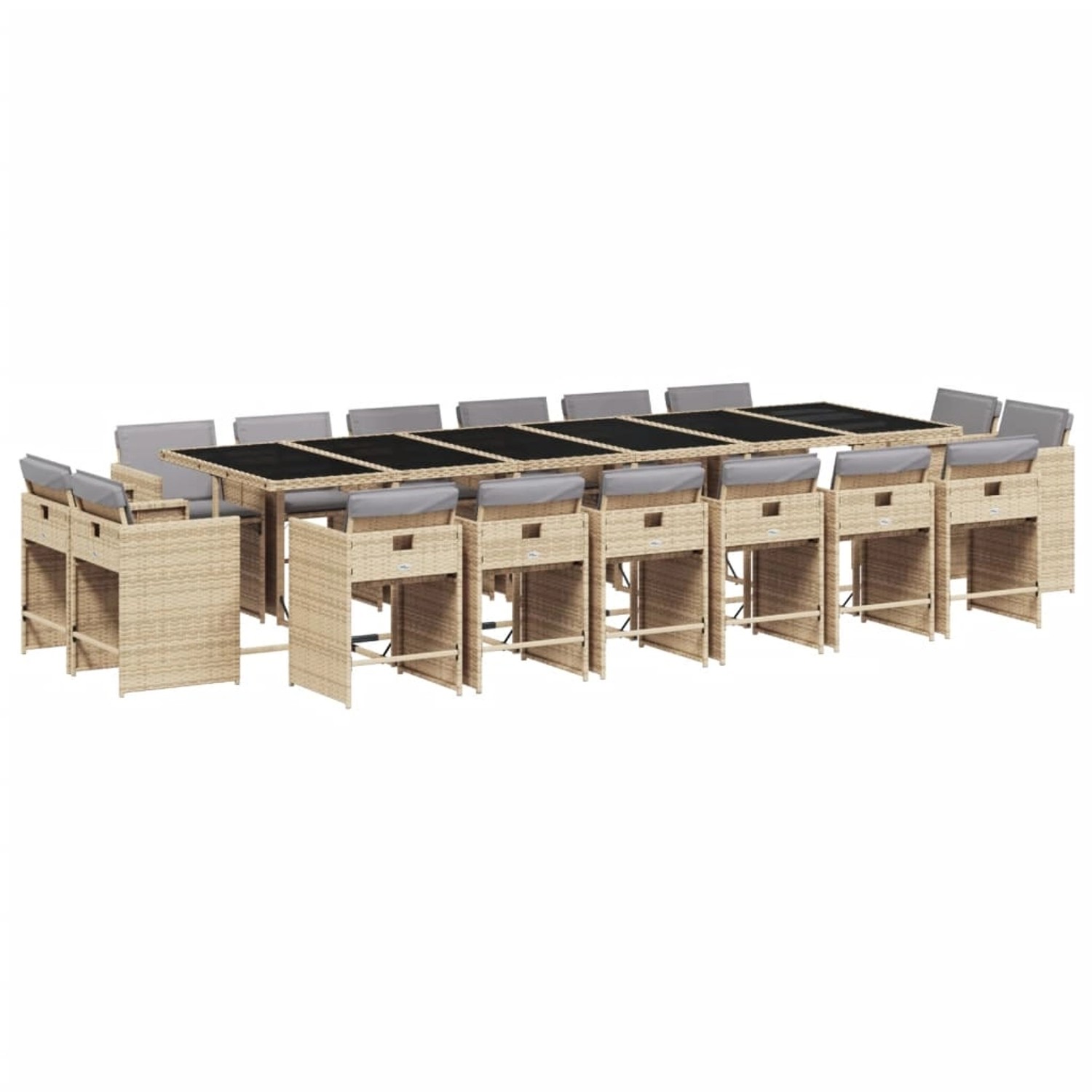 vidaXL 17-Tlg Garten-Essgruppe mit Kissen Beigemischung Poly Rattan 3211248 günstig online kaufen