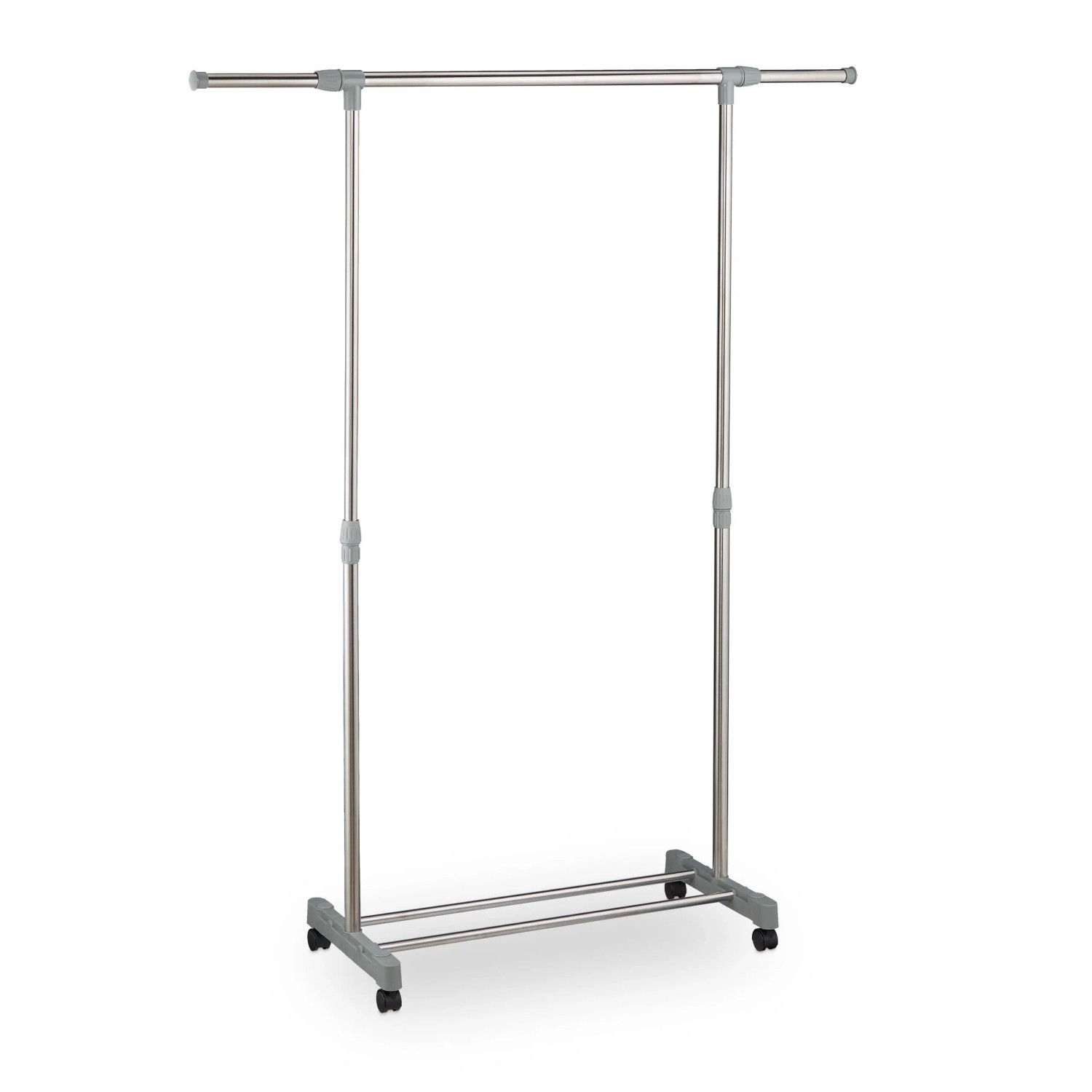 Relaxdays Kleiderständer Stahl Silber Grau Ausziehbar Höhenverstellbar Breitenverstellbar Fahrbar 95 cm bis 165 cm x 94 cm bis 160 cm x 41 cm 1,7 kg