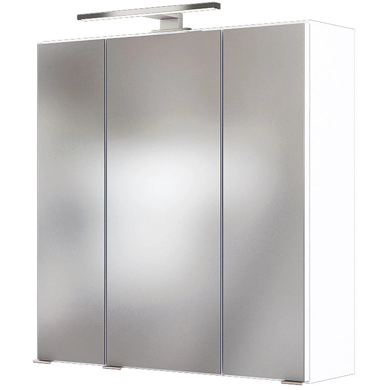 Held Möbel Waschtisch-Set Verona, 60 cm, matt Weiß, mit Spiegelschrank und LED-Leuchte.