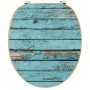 Banjado WC-Sitz Bambus mit Motiv Blaue Holzlatten. Toilettendeckel aus Holz mit Universal Scharnieren.