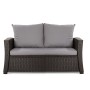 Graues 2-Sitzer Gartensofa mit Polyrattan und Kissen aus dem Setgarden Mix-Techno.