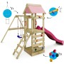 Wickey Spielturm FreeFlyer mit Rutsche und Schaukel in Pastellpink, Klettergerüst für Kinder.