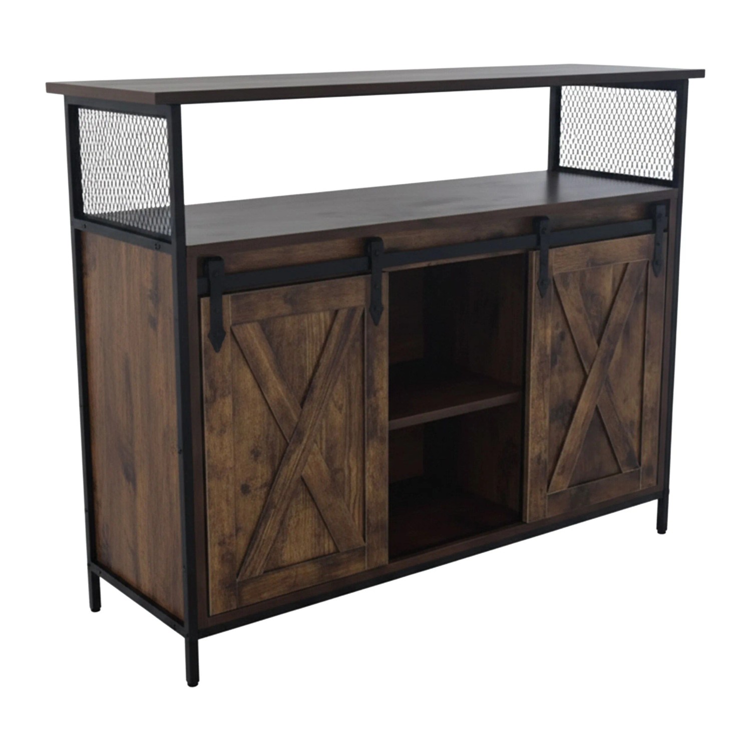 Relaxdays Sideboard MDF Eisen Vintagebraun mit Schiebetüren 80 x 100 x 33 cm 25 kg