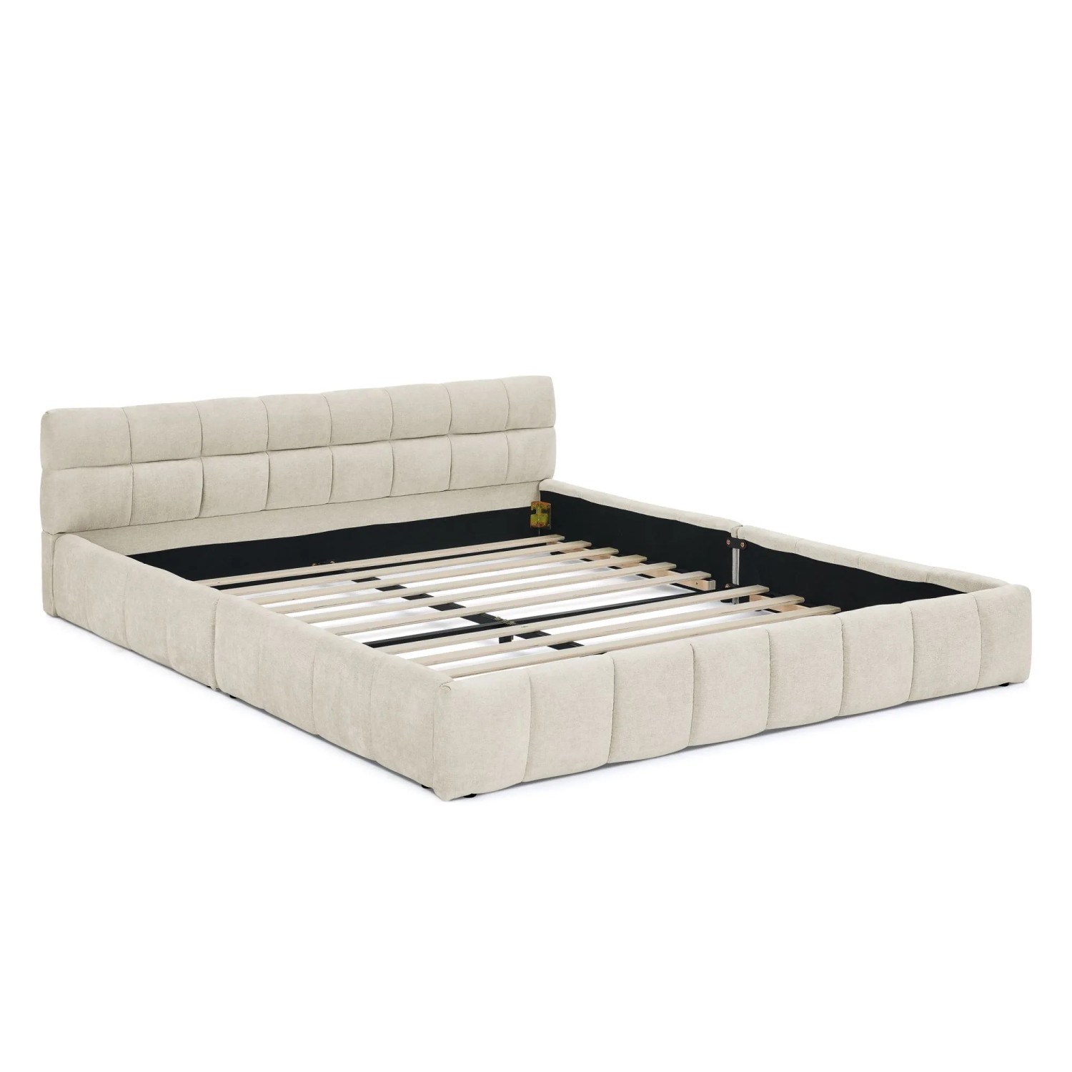 Okwish Einzelbett 160x200cm Mit Chenille Bezug Kinderzimmer Beige Ohne Matratze