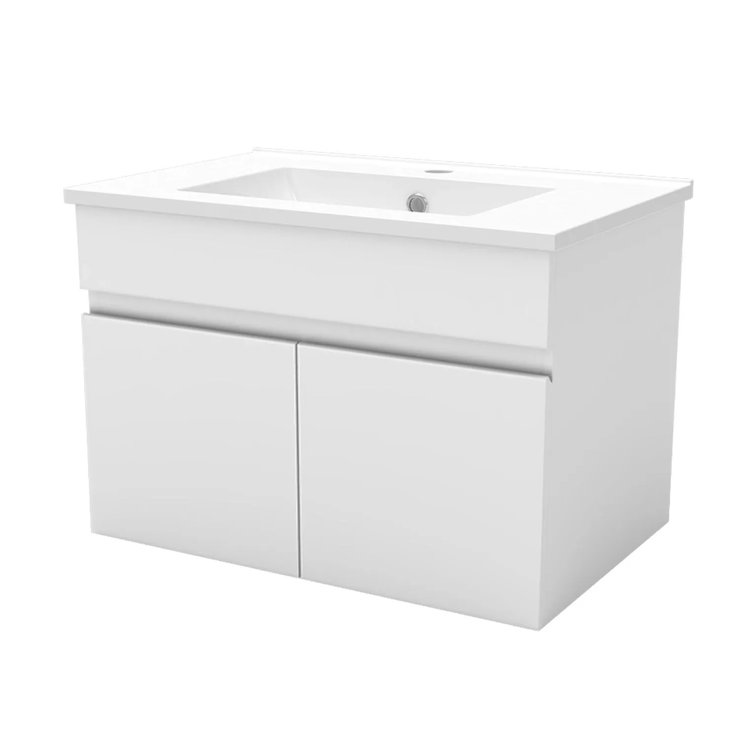 AICA Waschbecken mit Unterschrank 60 cm BERGEN Badmöbel Set Waschtisch mit Unterschrank Weiß Matt Softclose 2 tlg.