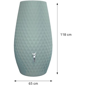 Garantia TRIAGON Regentonne Agave, 118cm hoch, mit Rautenmuster und Wasserhahn.