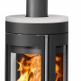 Justus Kaminofen Mino Trios 2.0, Stahl schwarz, Abdeckplatte grau, 5 kW, Energieeffizienzklasse A+
