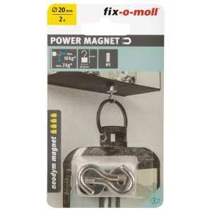 Fix-o-moll Magnethaken, 2er-Set, silberfarben, zum Aufhängen von Haushaltshelfern.