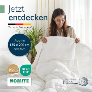 Beautissu Ganzjahresdecke Federbettdecke 155x200cm mit 100% Daunen & Federn
