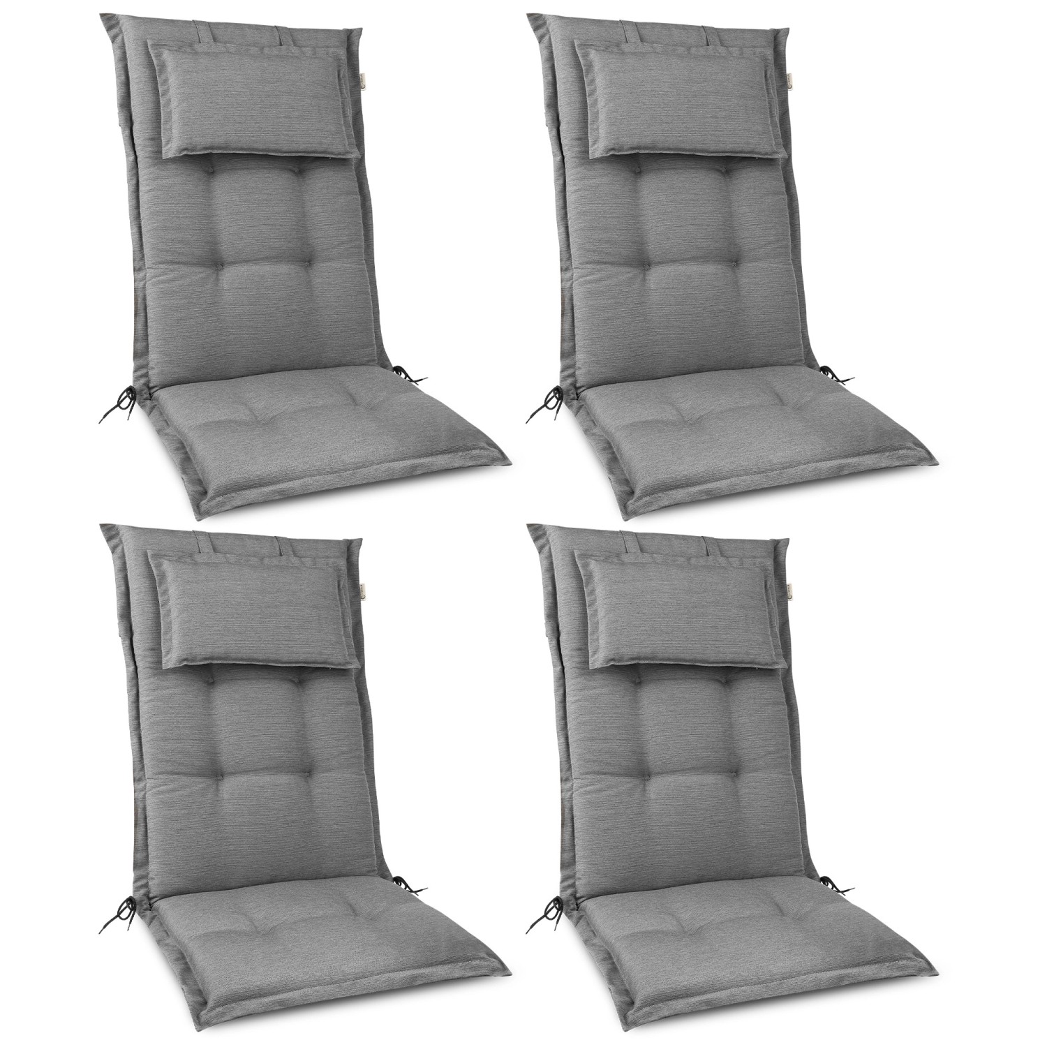 Beautissu HighLux HL Hochlehner 120x52x7cm Hellgrau 4tlg