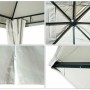 Detailansichten der MCW Pergola J63 in Creme-Beige: Dach, Gestell, Seitenwand mit Reißverschluss.