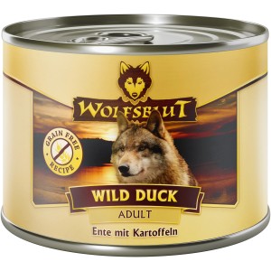 Wolfsblut Hunde-Nassfutter Wild Duck Adult, Ente mit Kartoffeln, 200g Dose.