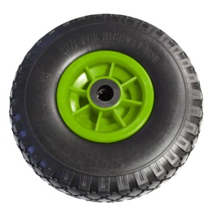 TRUTZHOLM Sackkarrenrad, PU Rad, 260x85mm, grüne Felge, zentrierte Nabe.