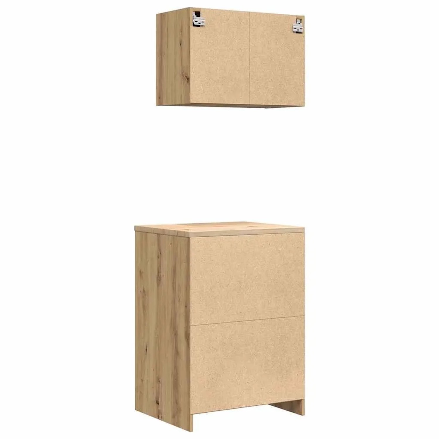 vidaXL Garagenschränke, 2 Stk., Artisan-Eiche, Holzwerkstoff. Ein Hänge- und ein Unterschrank.