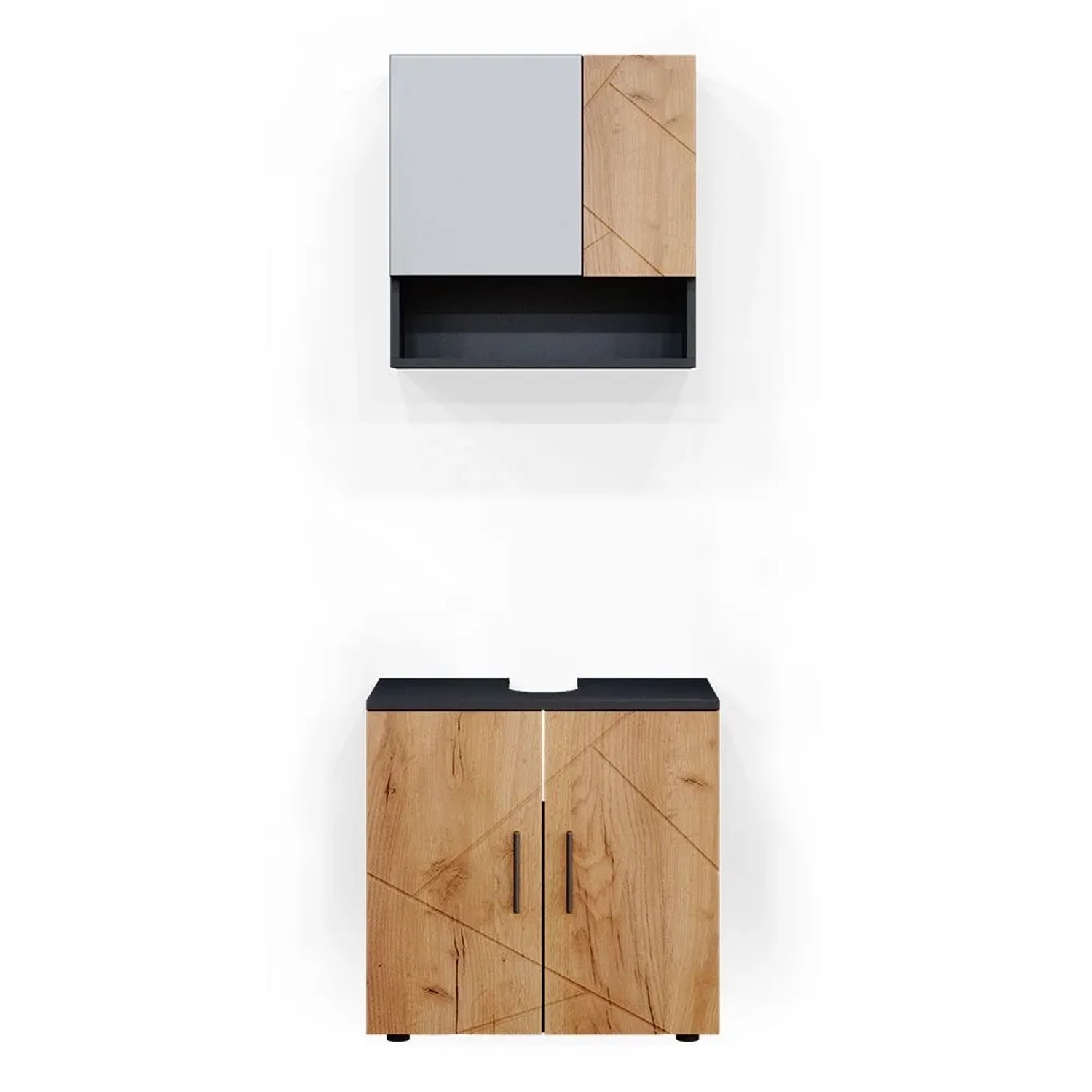 Vicco Badmöbel-Set Irma Goldkraft Eiche/Anthrazit 60 x 59 2-teilig
