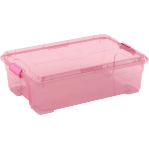Clipbox Moover M Fuchsia: Aufbewahrungsbox aus Kunststoff mit Deckel, transluzent.