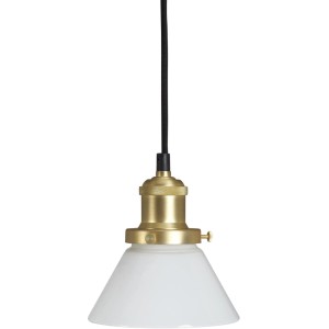 PR Home August Pendelleuchte klein, Lampenschirm aus Opalglas, Messing-Optik.