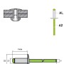 Technische Zeichnung: GOEBEL 500 Großkopfniete, Aluminium/Edelstahl A2, 5,0 x 10,0 mm.