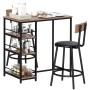 HOMCOM Bartisch Set, 3-teilig, Eichefarben mit Barhockern und Stahlgestell.