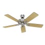 HUNTER Savoy Deckenventilator, 132 cm, Nickel gebürstet, mit Ahorn-Flügeln und Zugkette.
