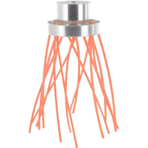 Skana Fadenkopf zur Unkrautbeseitigung mit Aluminiumkopf und orangefarbenen Fäden.