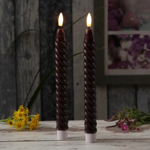 Marelida LED Stabkerzen Twist Tafelkerzen Gedreht Echtwachs Flackernd 25cm Timer Rot 2St