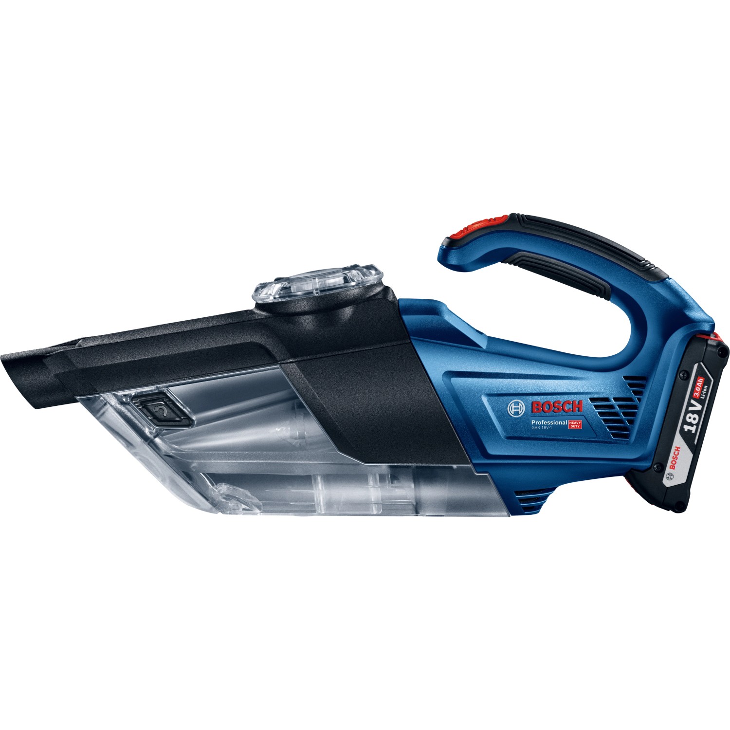 Bosch Professional GAS 18 V-1 Akku-Handstaubsauger (ohne Akku) in Blau und Schwarz.
