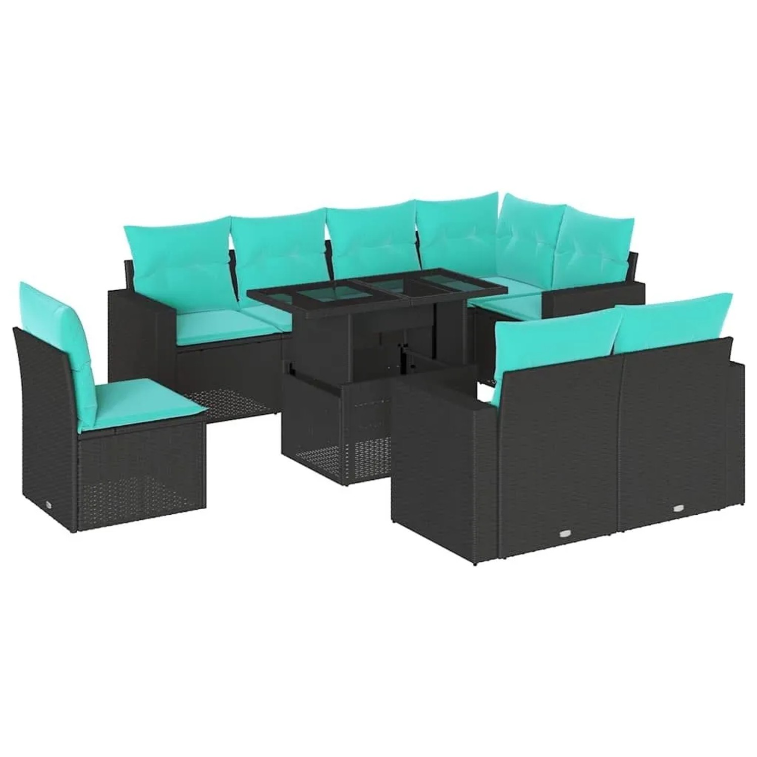 vidaXL 9-Tlg Gartensofa-Set mit Kissen Schwarz Polyrattan 3267407 günstig online kaufen