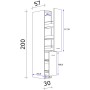 Technische Zeichnung: Flex-Well Apotheker-Hochschrank Cara, 30cm, Schilfgrün/Artisan Eiche, Maße