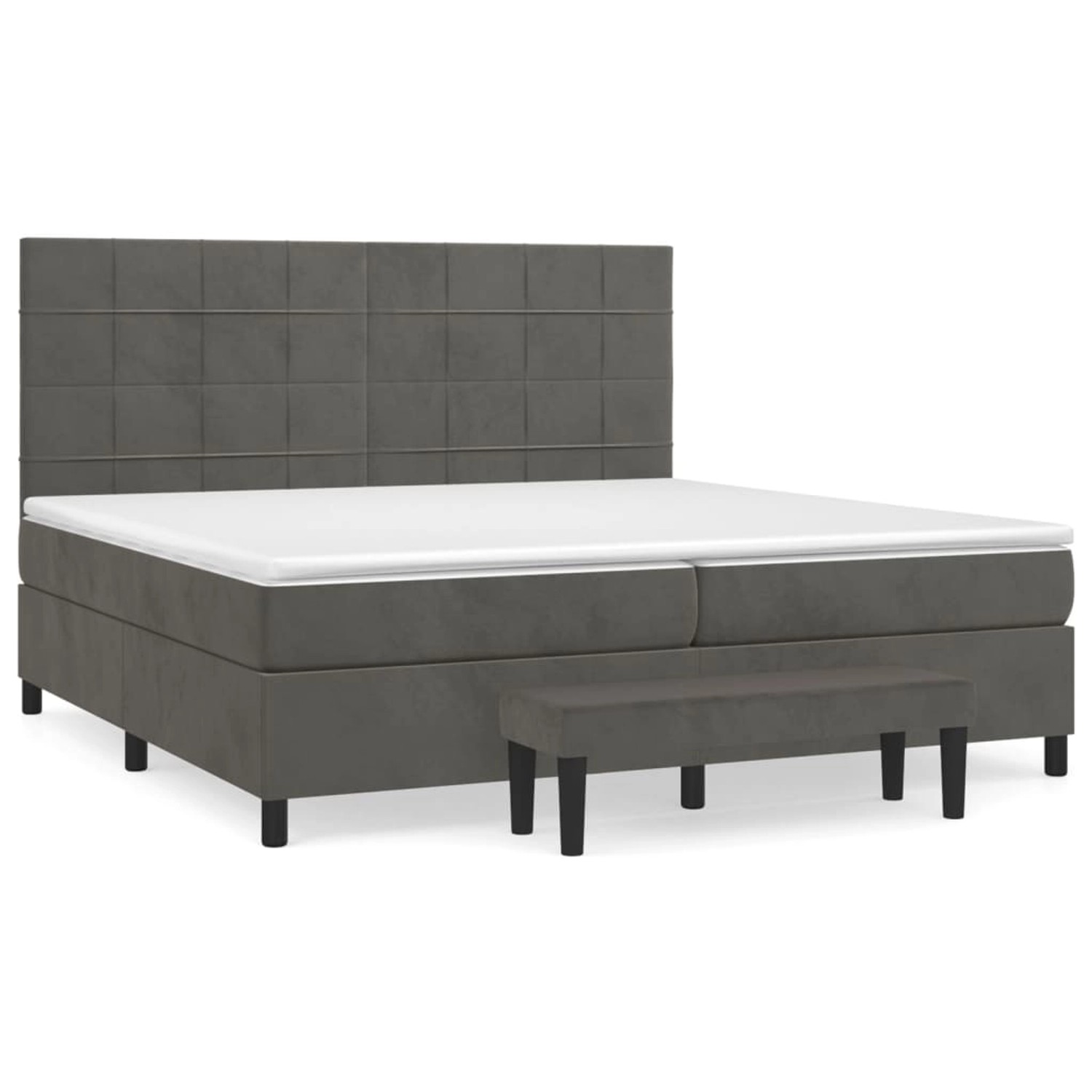 vidaXL Boxspringbett mit Matratze Dunkelgrau 200x200 cm Samt1468941