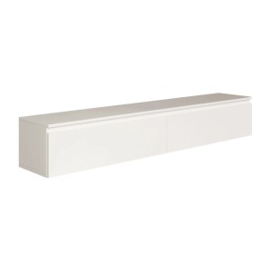 Weißes Selsey TV-Hängeboard Bemmi, 175 cm, mit zwei Klappenfächern. Moderner TV-Schrank zur Wandmontage.