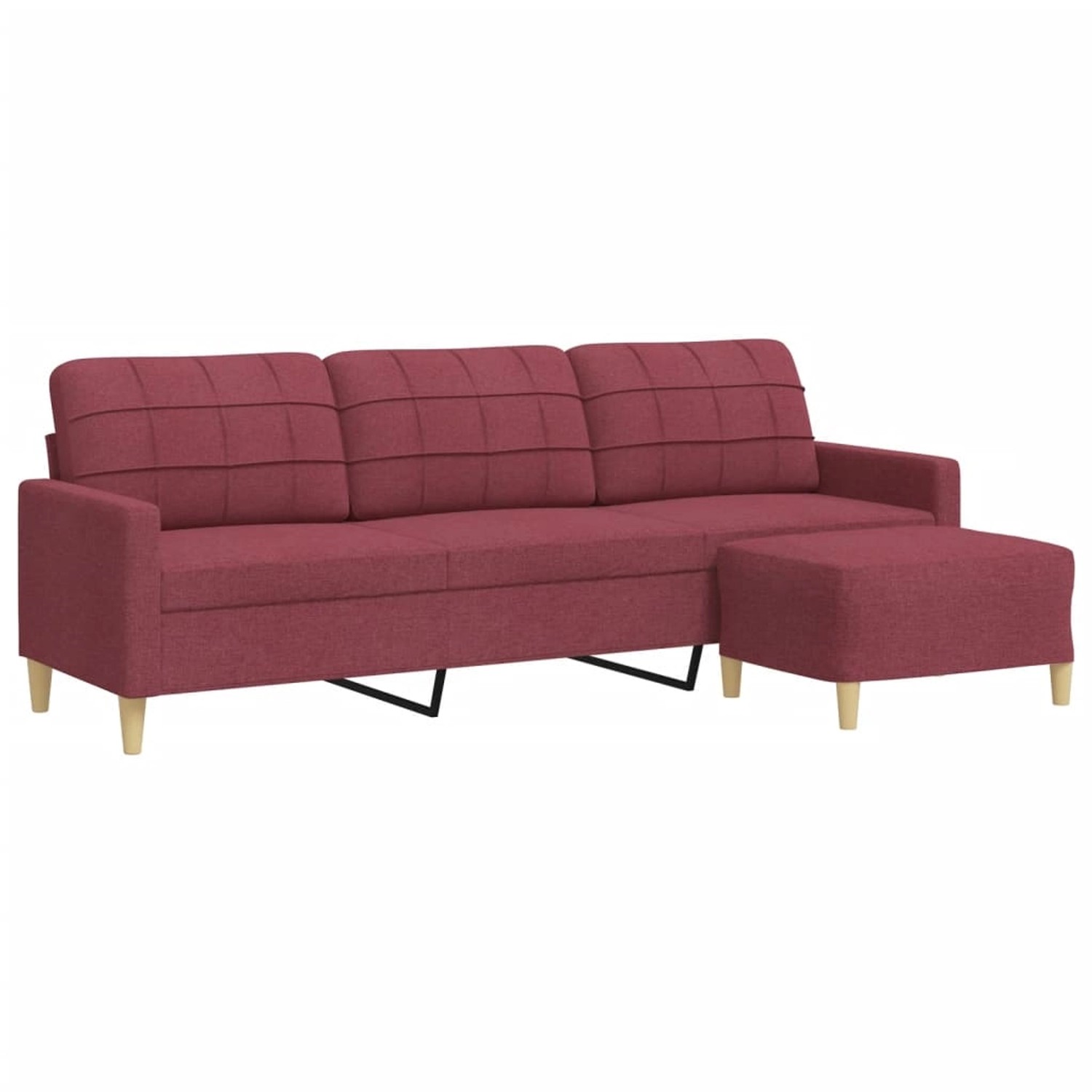 vidaXL 3-Sitzer-Sofa mit Hocker Weinrot 210 cm Stoff 2150033 günstig online kaufen