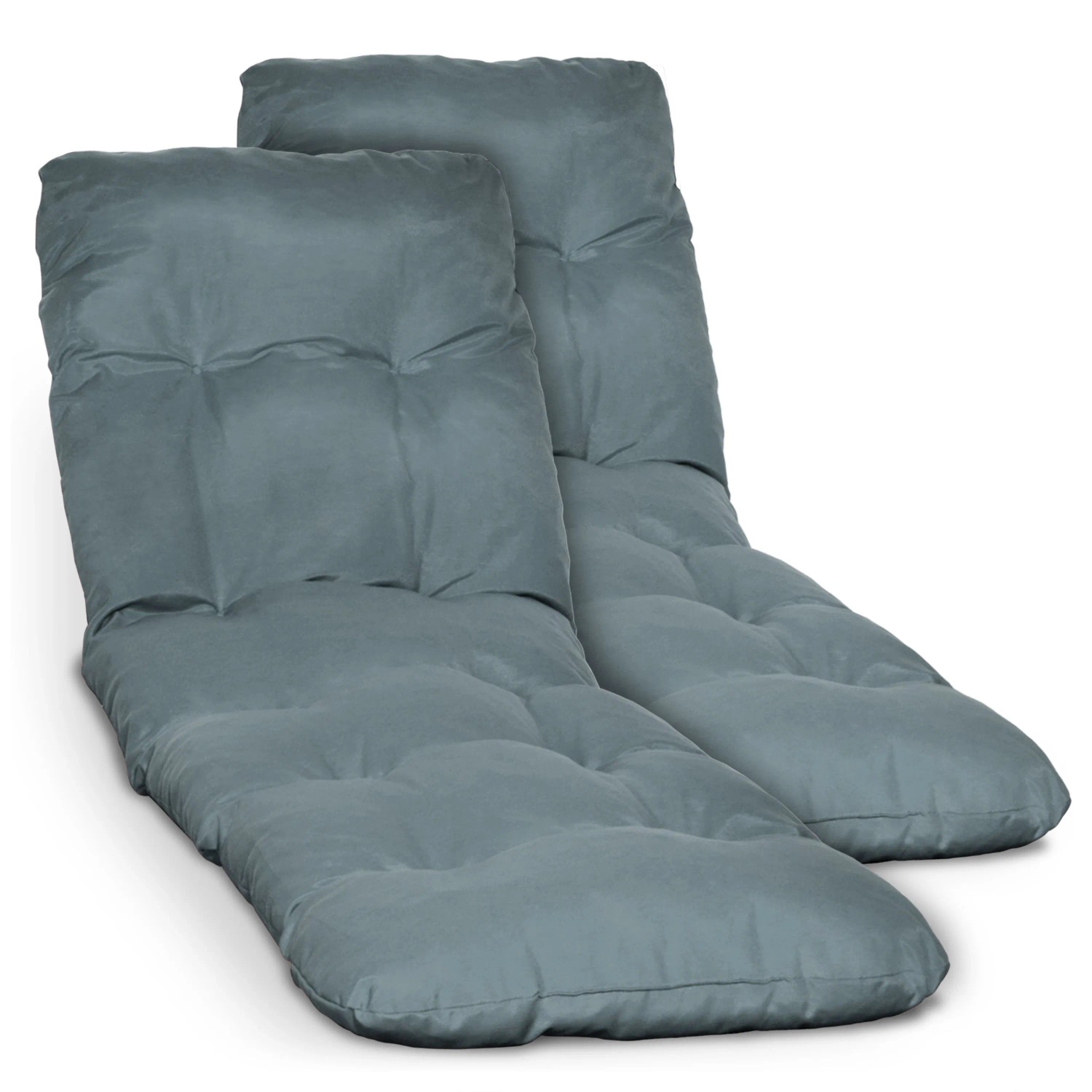 Beautissu 2X Auflage Sonnenliege Deckchair Flair RL 190x60x8 cm Taubenblau