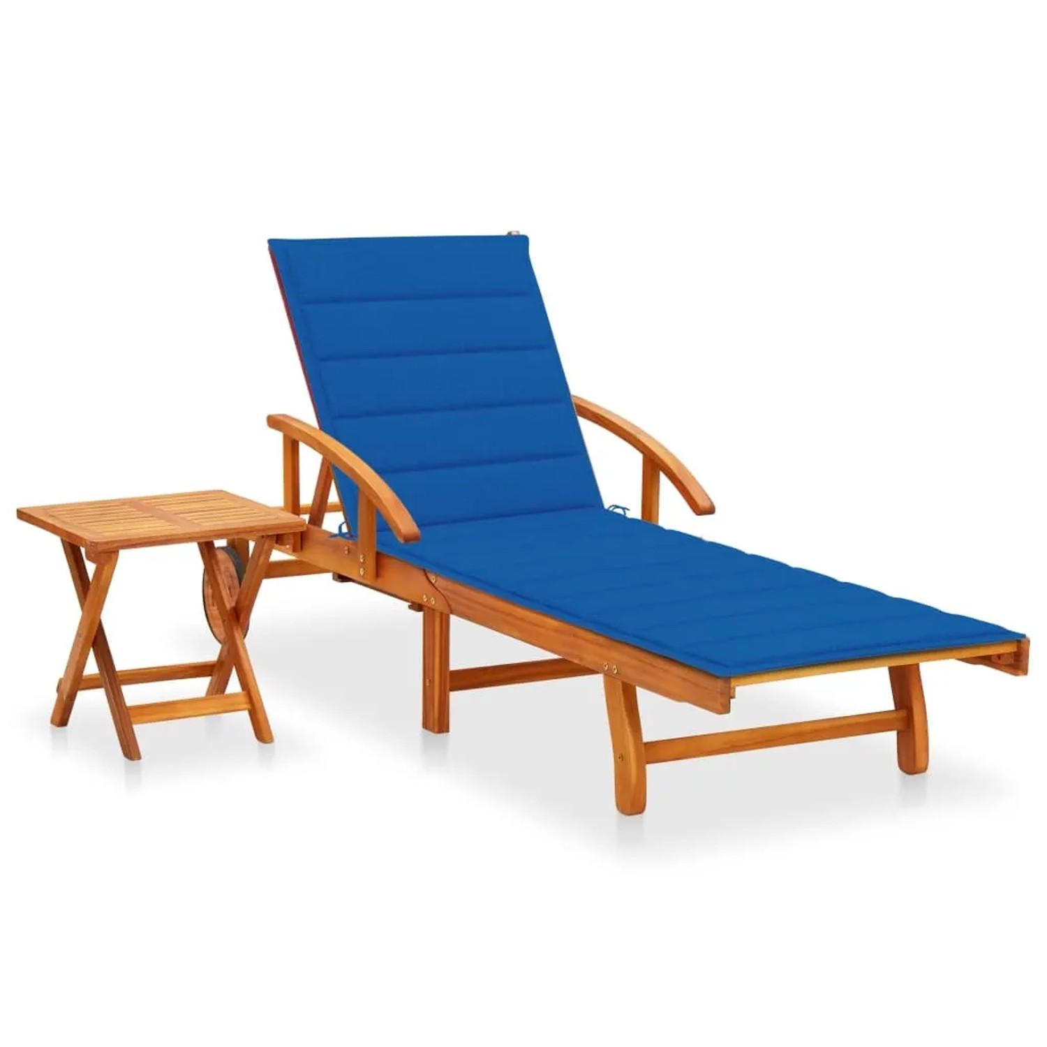 vidaXL Sonnenliege mit Tisch und Auflage Akazie Massivholz 3061627