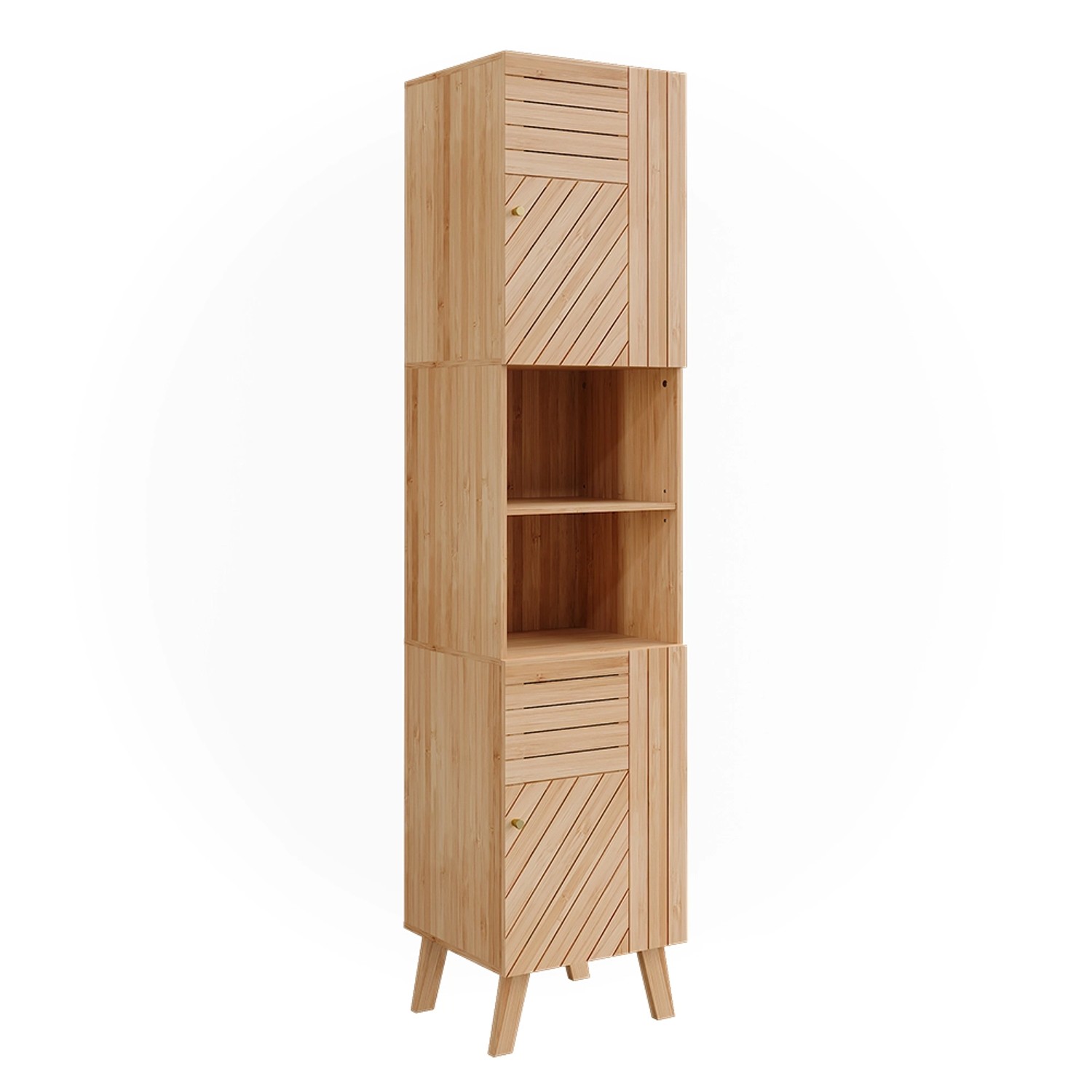 Vicco Badschrank Lucie Bambus 40 x 177 cm mit 2 Türen günstig online kaufen