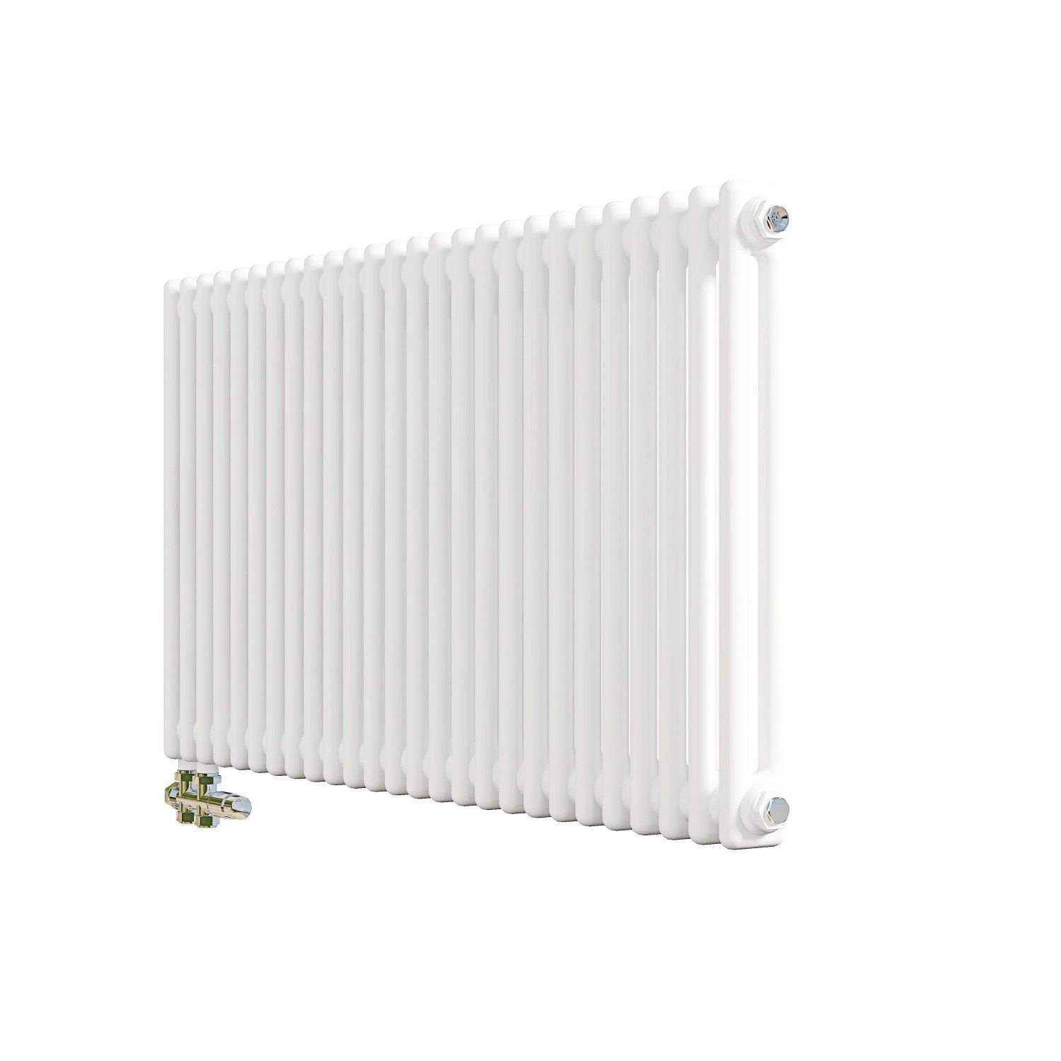 AICA Traditioneller Heizkörper 600 x 1190 mm Gusseisenstil 2 Spalten mit Seitenanschluss Weiß 1322W