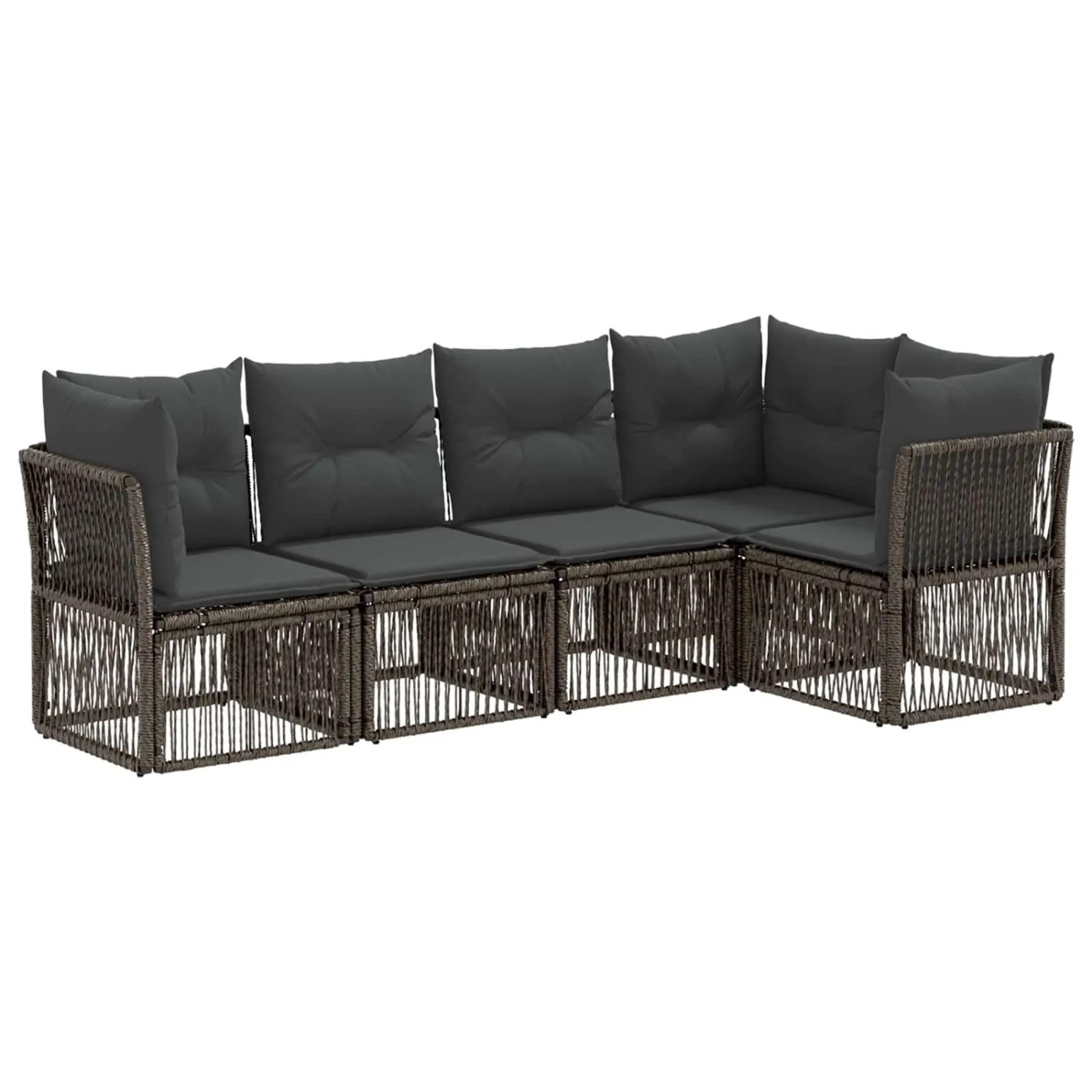 vidaXL Gartensofa-Set 5-Tlg Grau Poly-Rattan 3434216