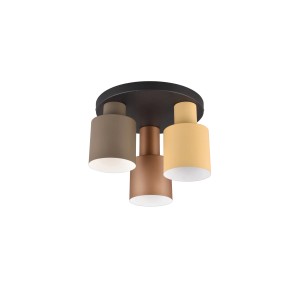 Trio Deckenleuchte Agudo, 3-flammig, Multicolor. Moderne Lampe in Beige, Coffee, Taupe und Schwarz, 30x30 cm.