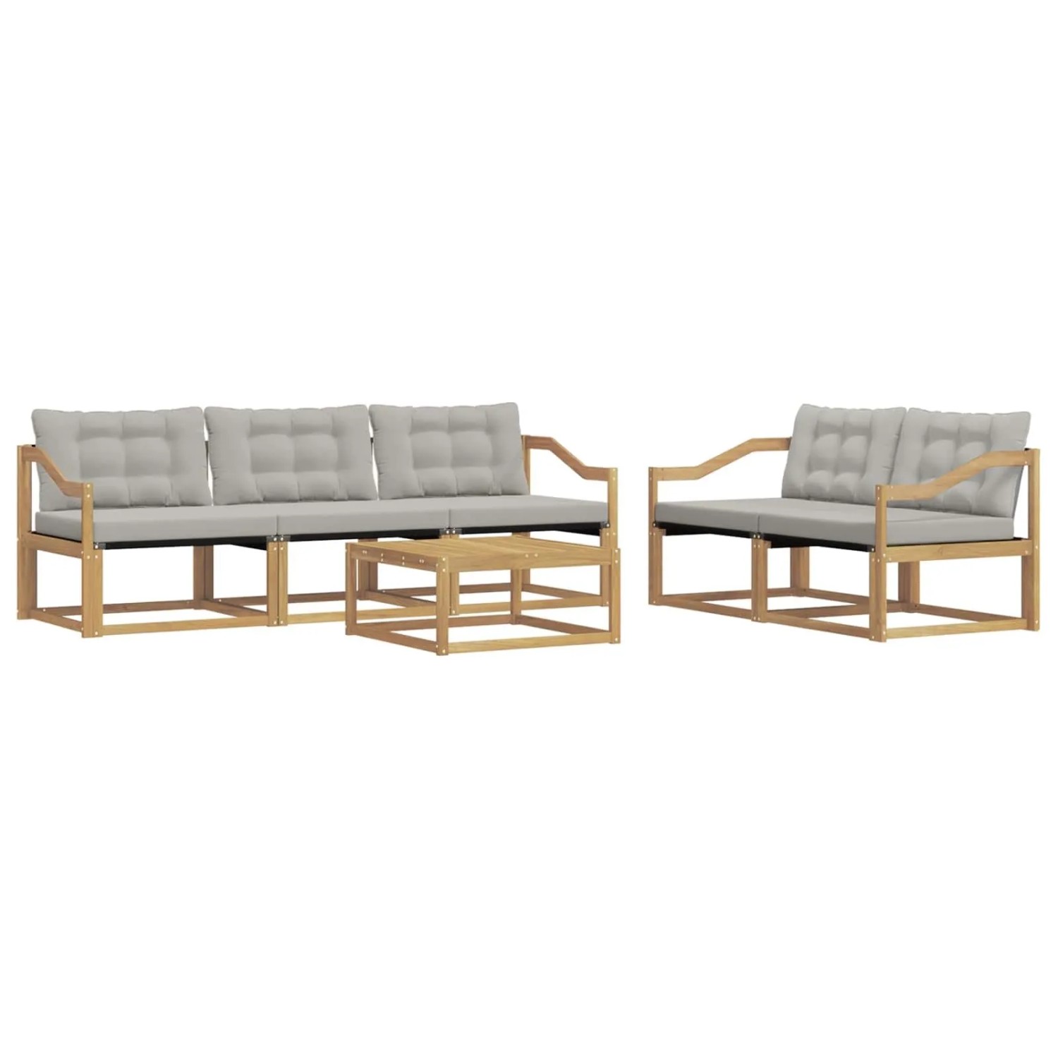 vidaXL Outdoor-Sofagarnitur 6 Stk Weiß und Hellgrau 79 x 79 x 37 cm 3388429