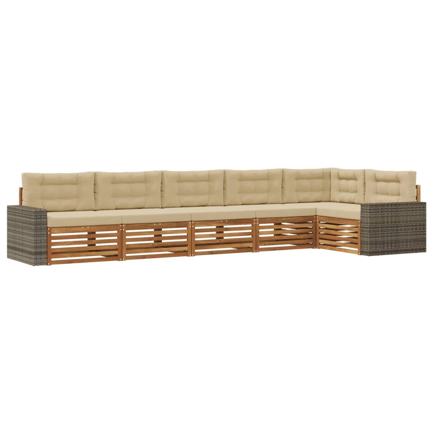 vidaXL Outdoor-Sofagarnitur 6 Stk Natur und Beige 402 x 172,5 x 73 cm 3383431