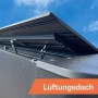 Detailaufnahme: Lüftungsdach des SunElements Gartenhaus SunGarden Infinity.
