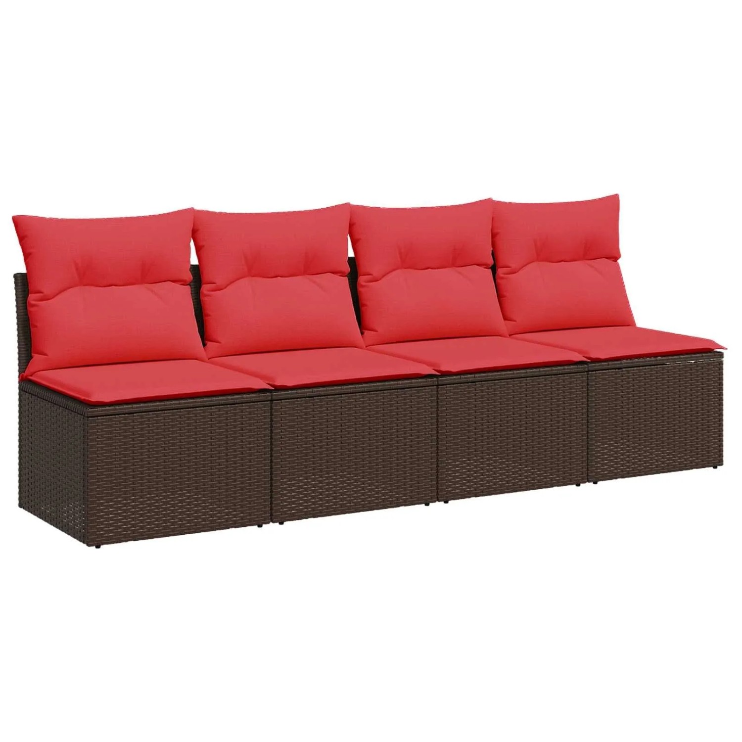 vidaXL Gartensofa mit Kissen 4-Sitzer Braun Poly Rattan 366228