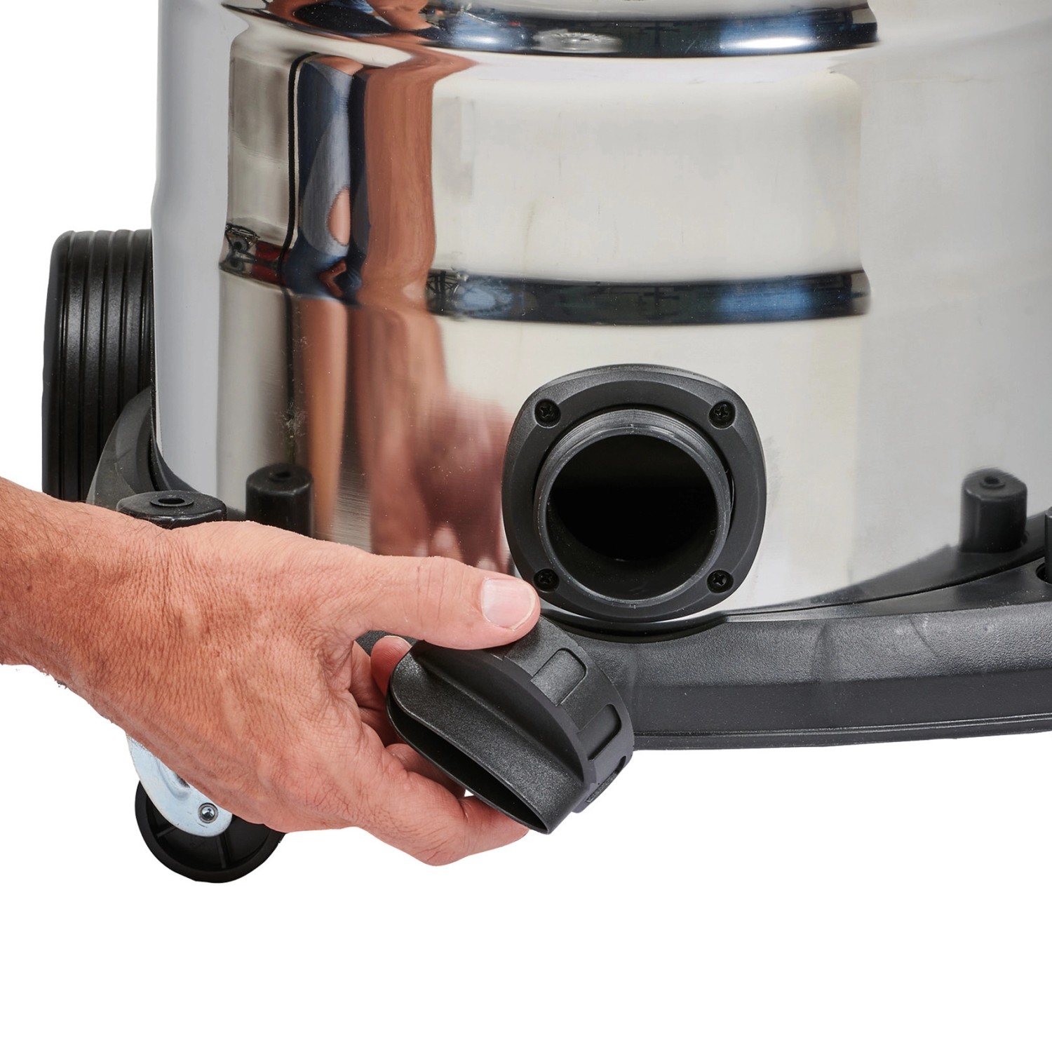 Detailaufnahme: Einhell TE-VC 2340 SACL Nass-Trockensauger, Ablassschraube wird geöffnet.