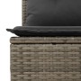 Detailansicht: Graue vidaXL Gartenmöbel aus Rattan mit dunklen Kissen.