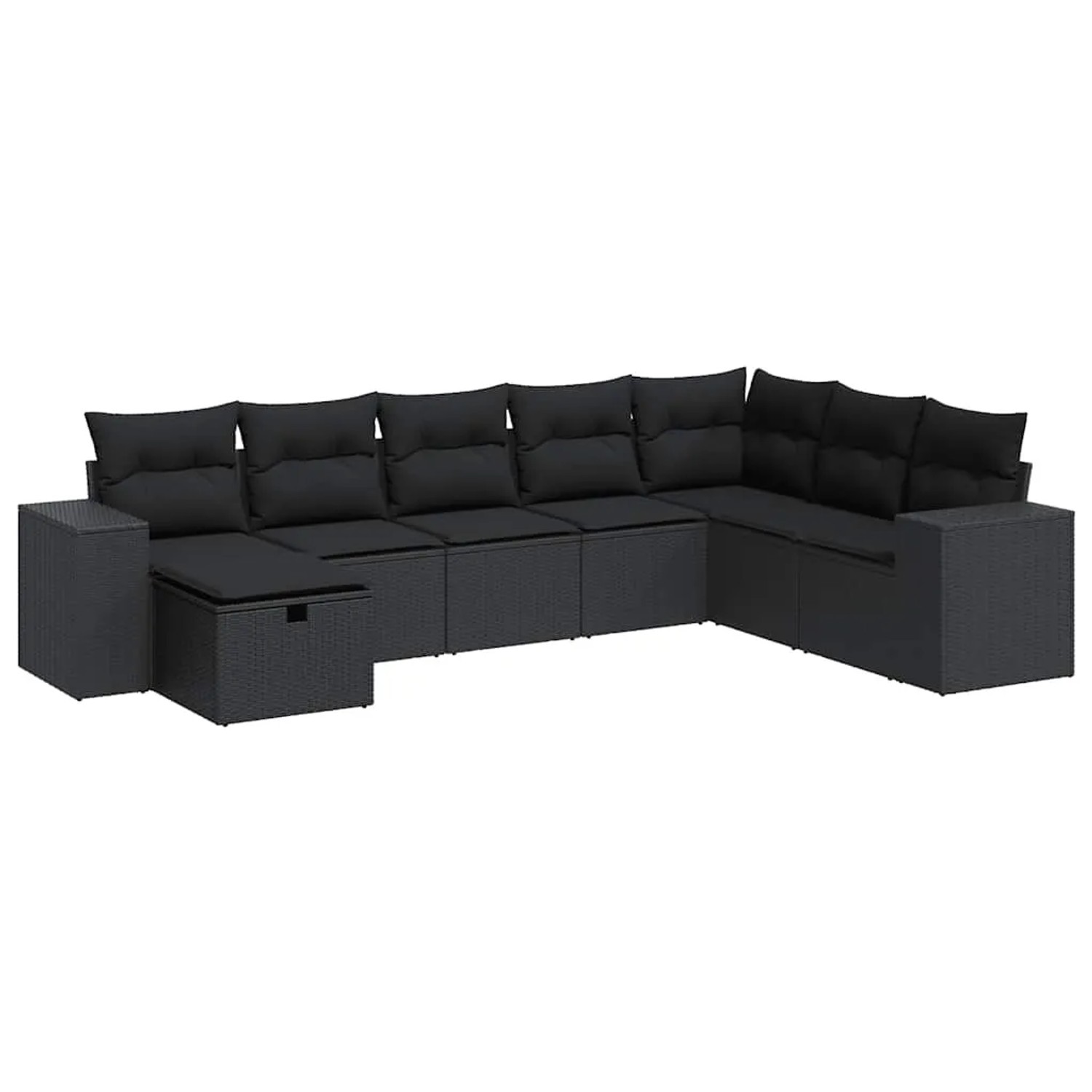 vidaXL 8-Tlg Garten-Sofagarnitur mit Kissen Schwarz Poly Rattan 3325731